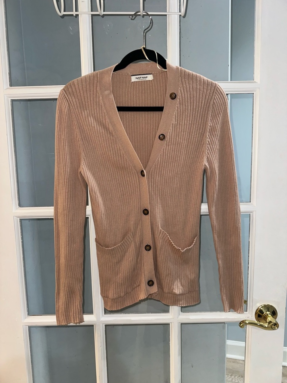 Naf Naf Women's Pink Knit Cardigan Sweater Size S Small Casual Knitwear